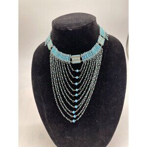 Vintage Boho Chic Classic Blue Turquoise Style beaded choker multi Level
